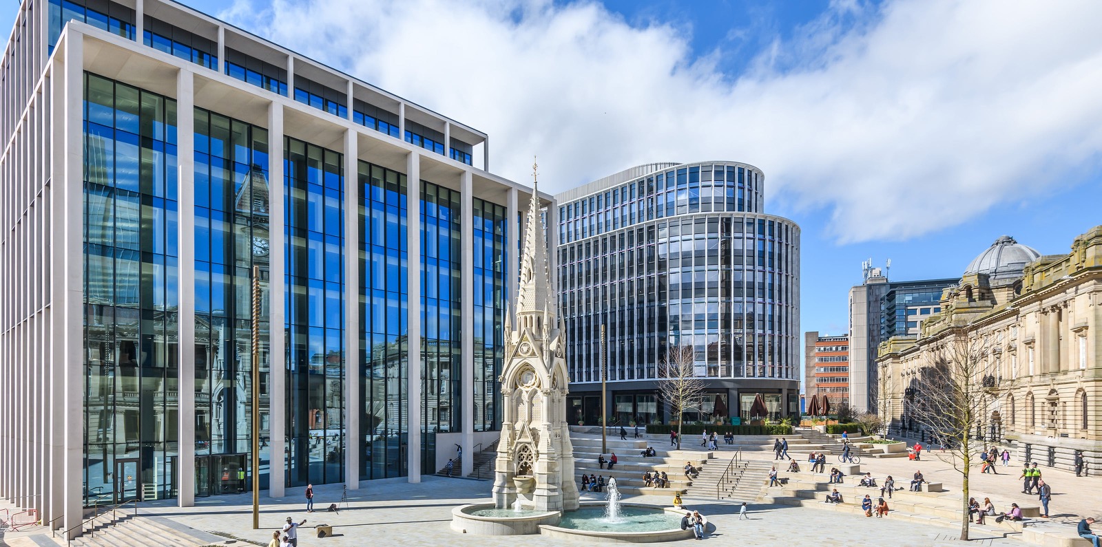 One and Two Chamberlain Square viewed from the Town Hall.