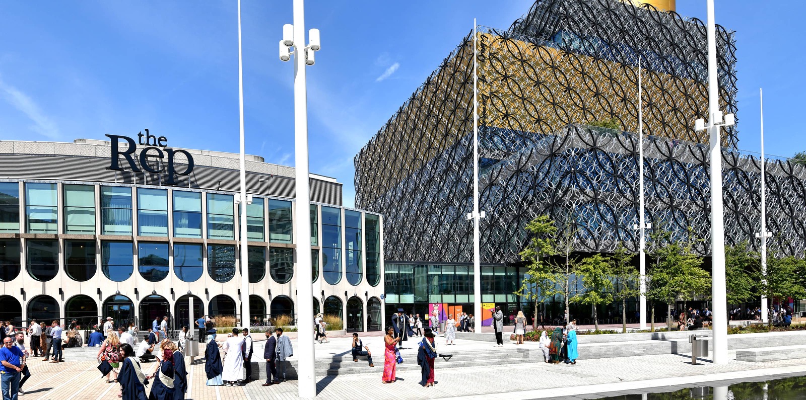 The REP & The Library of Birmingham from Centenary Square.