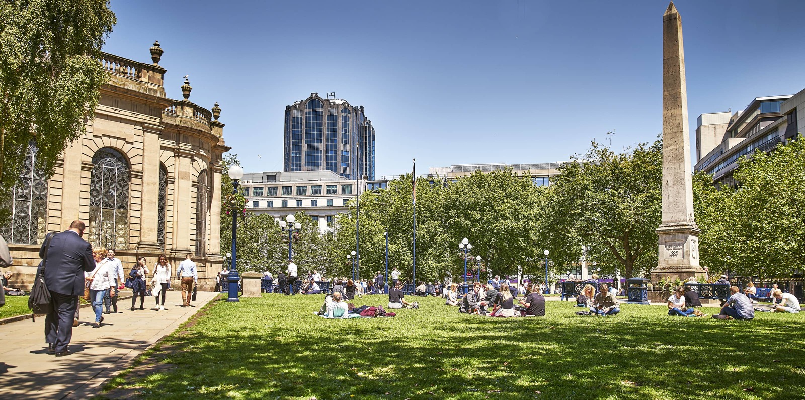 St. Philip's Cathedral Square next to Colmore Row in Birmingham.